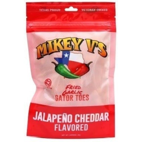 Mikey V's Jalapeno Cheddar "Gator Toes", Deep Fried Garlic Snacks, 3.9oz. - Image 1