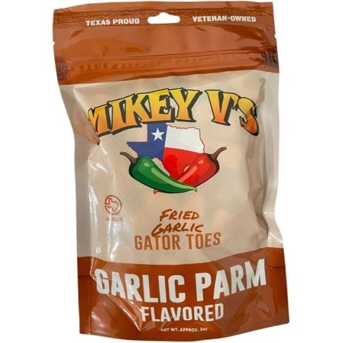 Mikey V's Garlic Parmesean "Gator Toes", Deep Fried Garlic Snacks, 3.9oz. - Image 1
