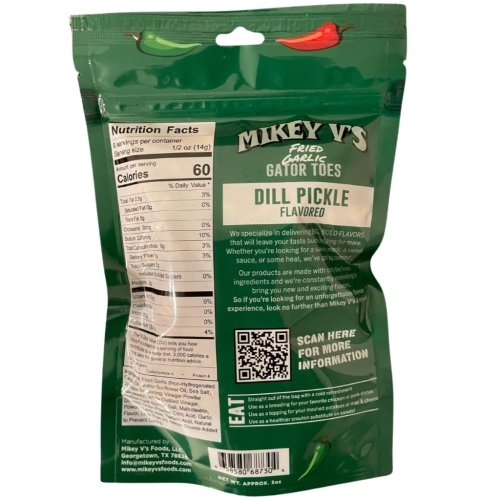 Mikey V's Dill Pickle "Gator Toes", Deep Fried Garlic Snacks, 3.9oz. - Image 6