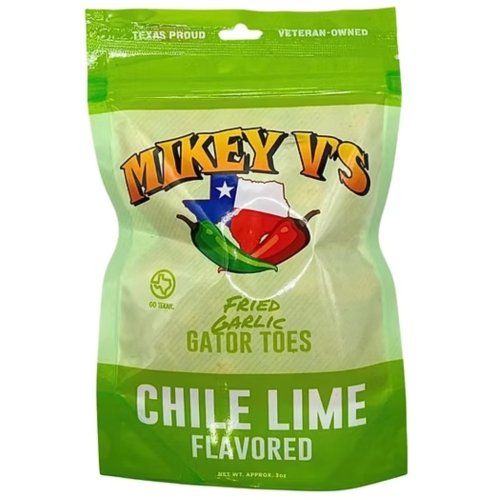 Mikey V's Chile Lime "Gator Toes", Deep Fried Garlic Snacks, 3.9oz. - Image 1